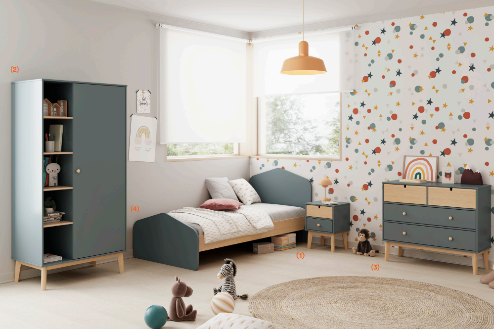 Cama infantil Estefania verde kaki 90x190 cm