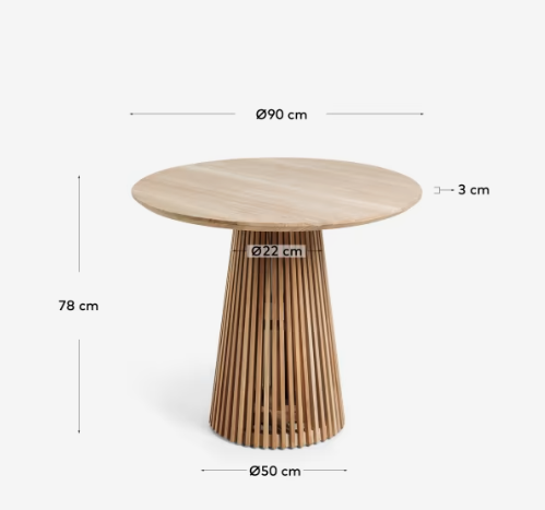 Mesa redonda Art madera de teca natural  90 cm