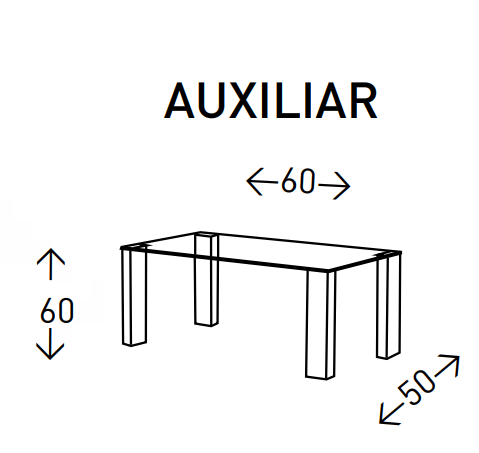 Mesa auxiliar Keops acero inoxidable cristal 60x50 cm