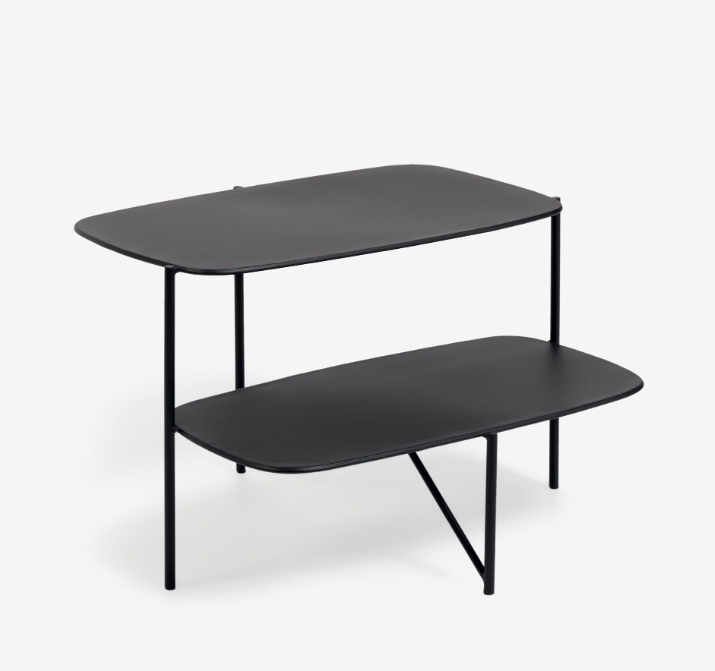 Mesa auxiliar Fererra acero negro 62x58cm