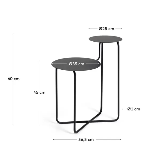 Mesa auxiliar Fererra acero negro 56x35cm