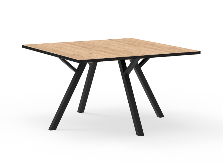 Mesa de comedor cuadrada Beni natural bocamina y patas en metal negro 136cm