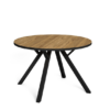 Mesa de comedor redonda Beni natural bocamina y patas en metal negro 120cm