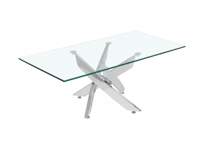 Mesa de centro Nesy cristal patas cromadas 100x40 cm