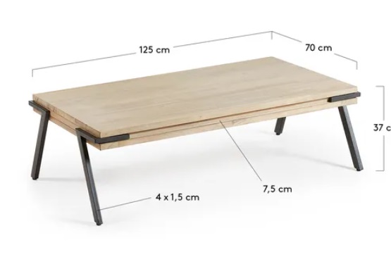 Mesa de centro Budapest madera maciza de acacia 125x70 cm