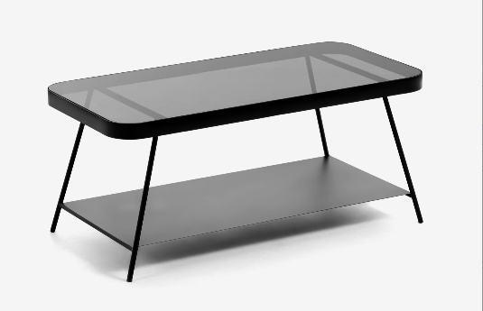 Mesa de centro Alexa cristal gris ahumado 90x45cm