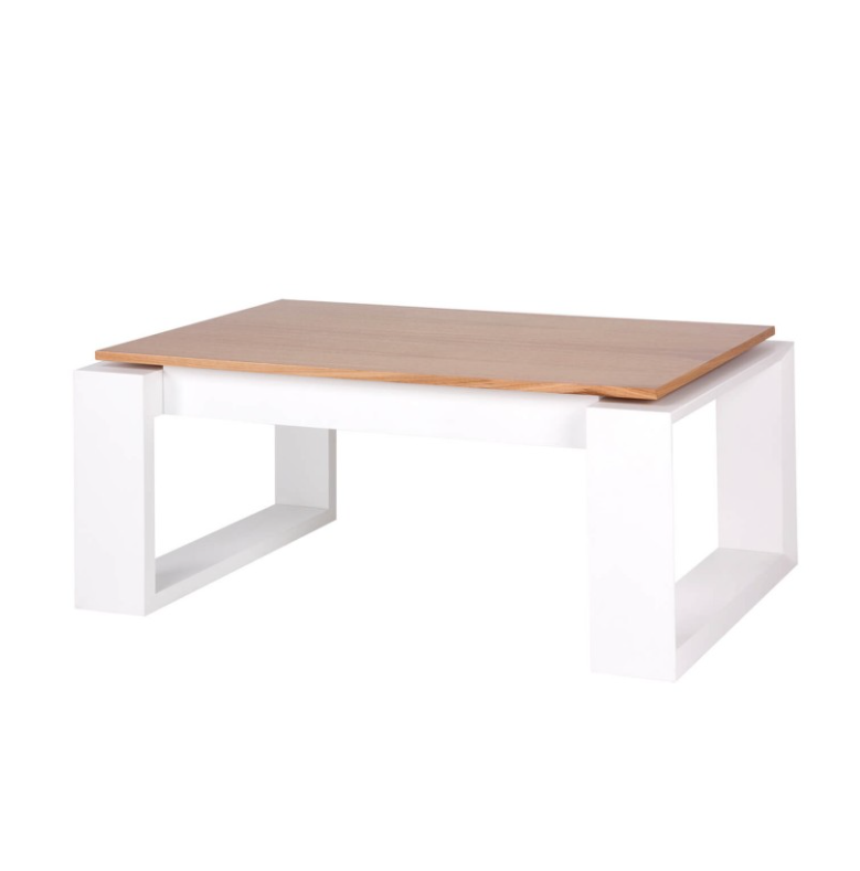 Mesa elevable Porto madera de roble blanco 110x60 cm