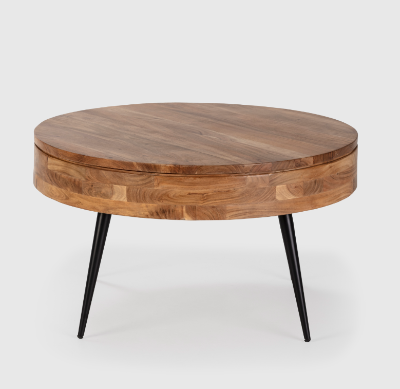 Mesa de centro redonda Kali madera de acacia 90cm