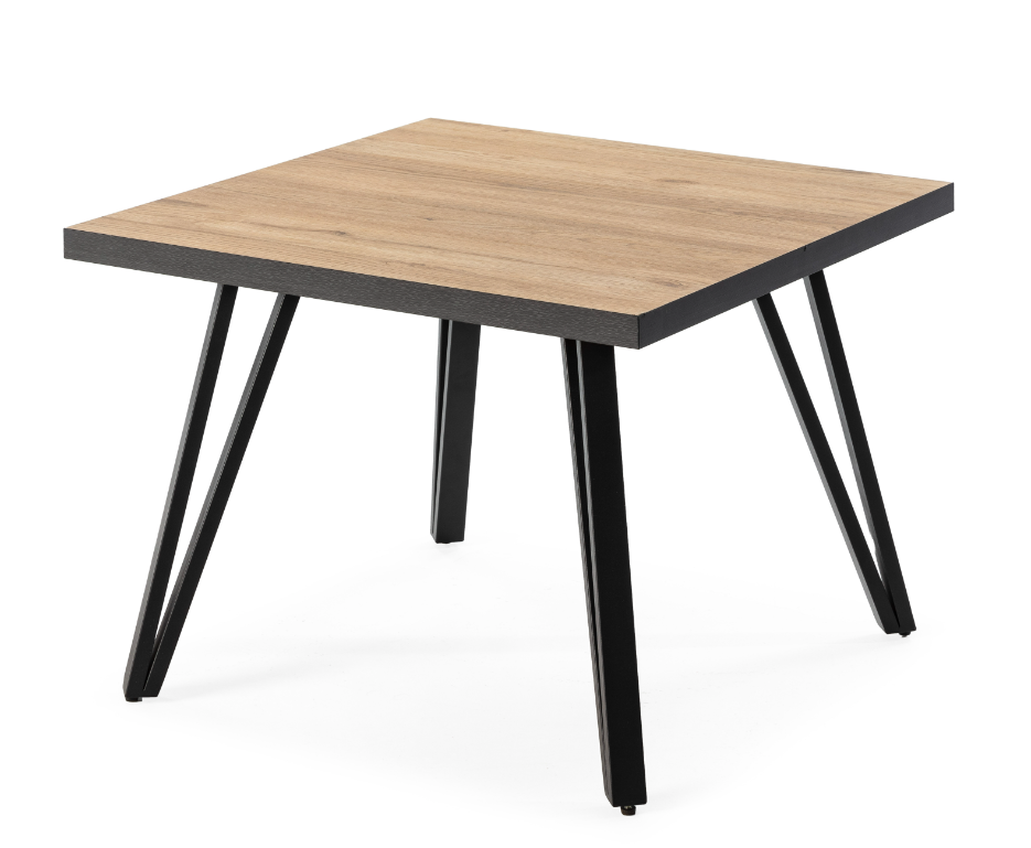 Mesa auxiliar Sindi natural pies metal negro 60x60 cm