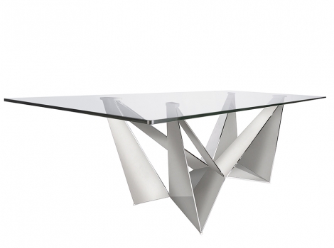 Mesa comedor de cristal templado y  acero cromado de 240x75cm