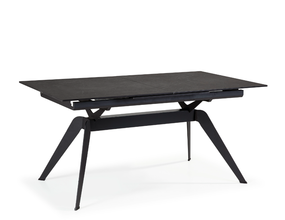 Mesa extensible Lula ceramica negra pie metal negro 160-220x90cm