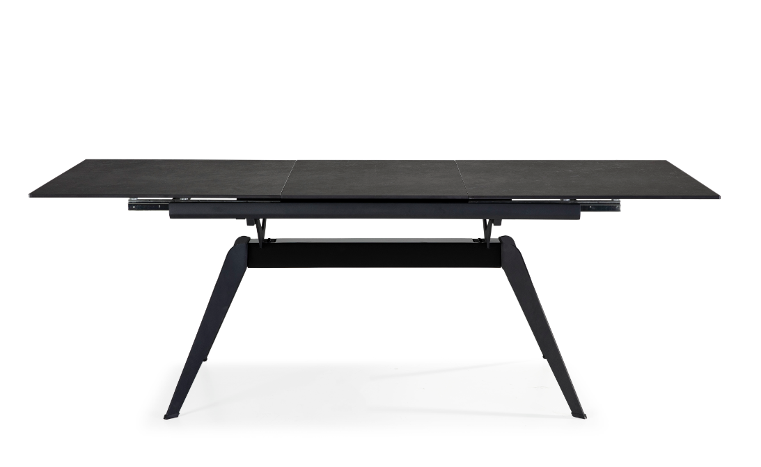 Mesa extensible Lula ceramica negra pie metal negro 160-220x90cm