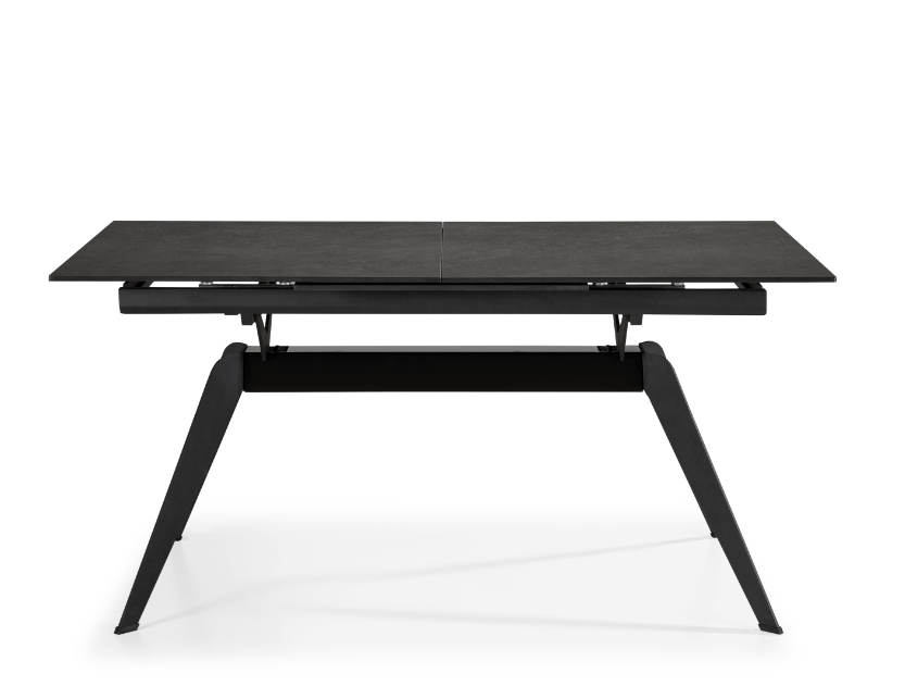 Mesa extensible Lula ceramica negra pie metal negro 160-220x90cm