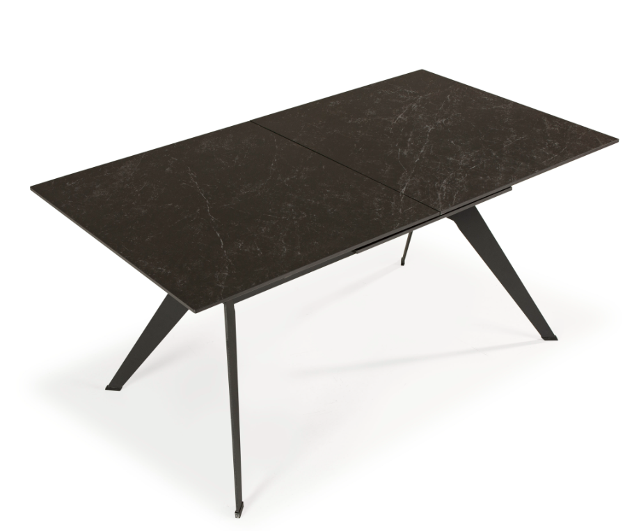 Mesa extensible Lula ceramica negra pie metal negro 160-220x90cm