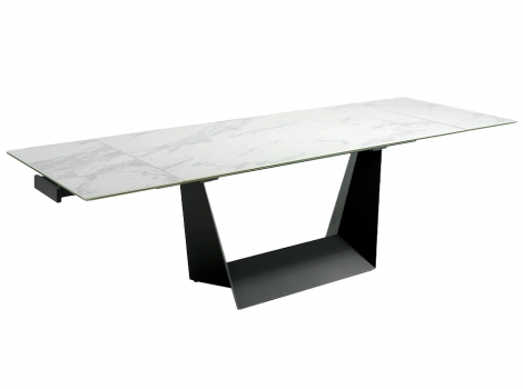 Mesa de comedor extensible porcelanico y acero negro de 180x75cm