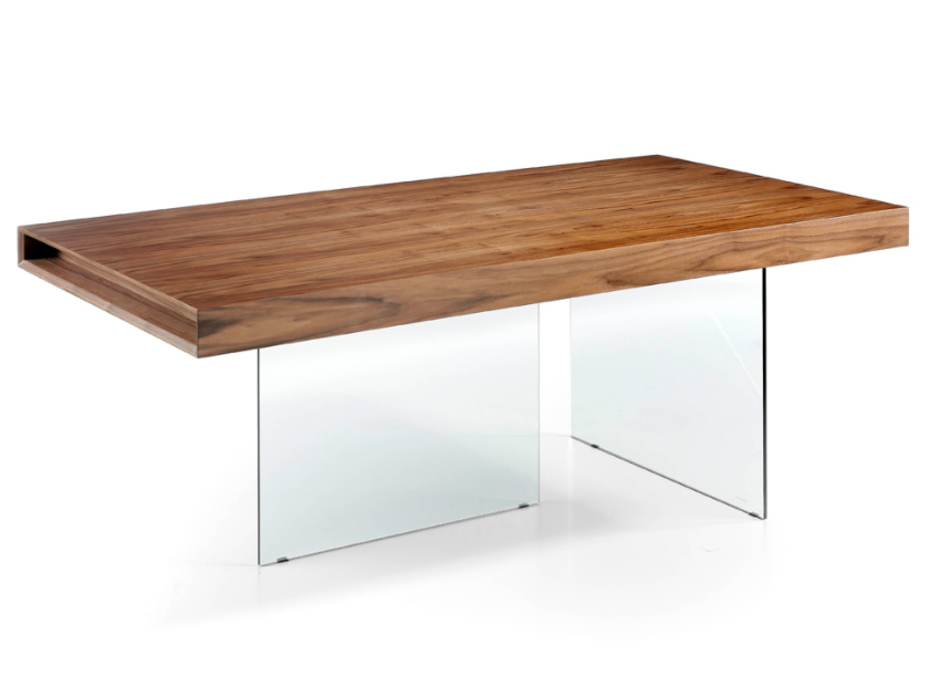 Mesa de comedor Vittoria madera nogal y cristal templado 200x100cm