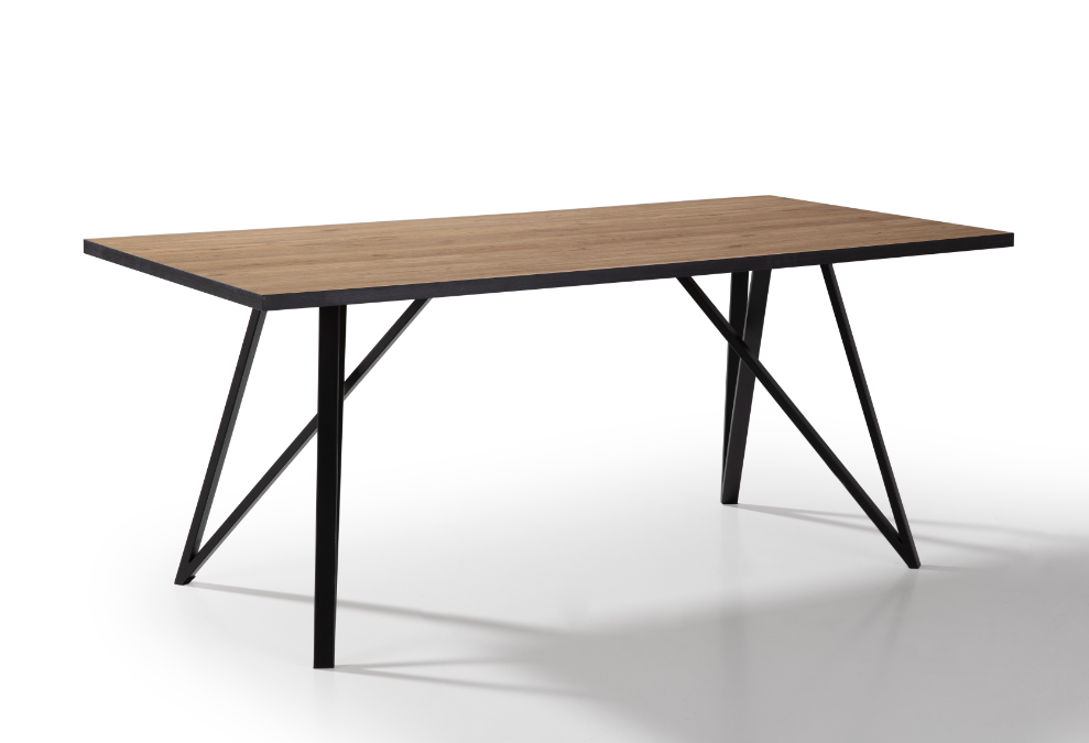 Mesa de comedor Myla natural acero negro 180x90 cm