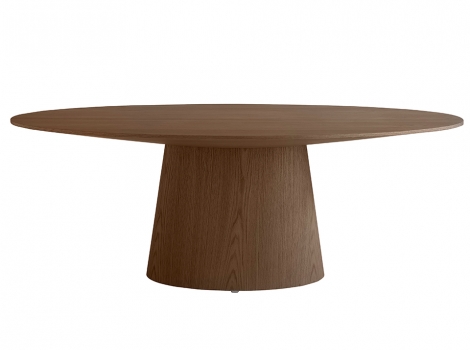 Mesa comedor ovalada de madera en nogal de 220x76cm