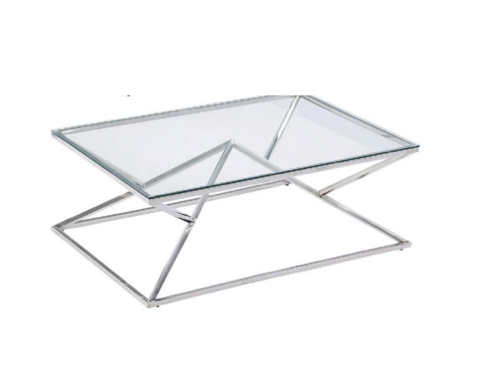 Mesa de centro Keops acero inoxidable cristal 120x80 cm