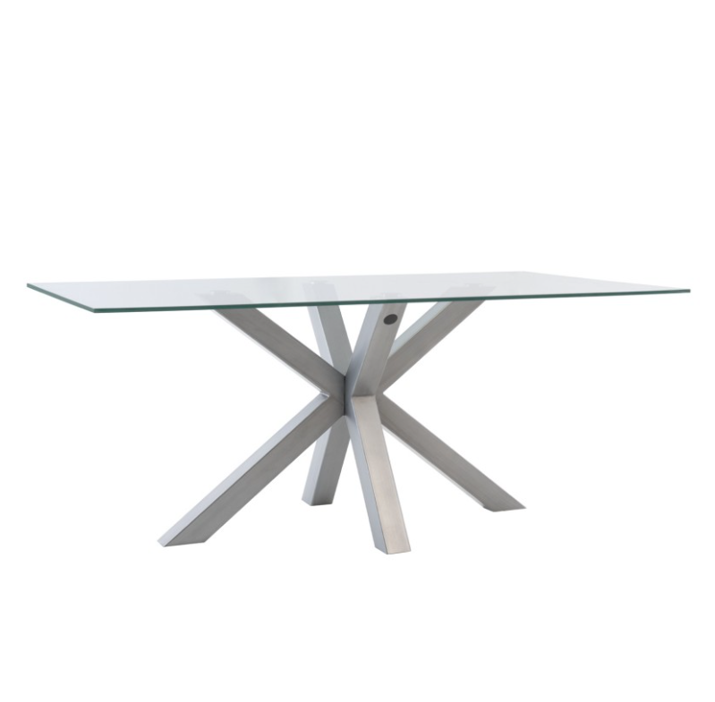 Mesa de comedor Demi cristal cromo 180x100cm