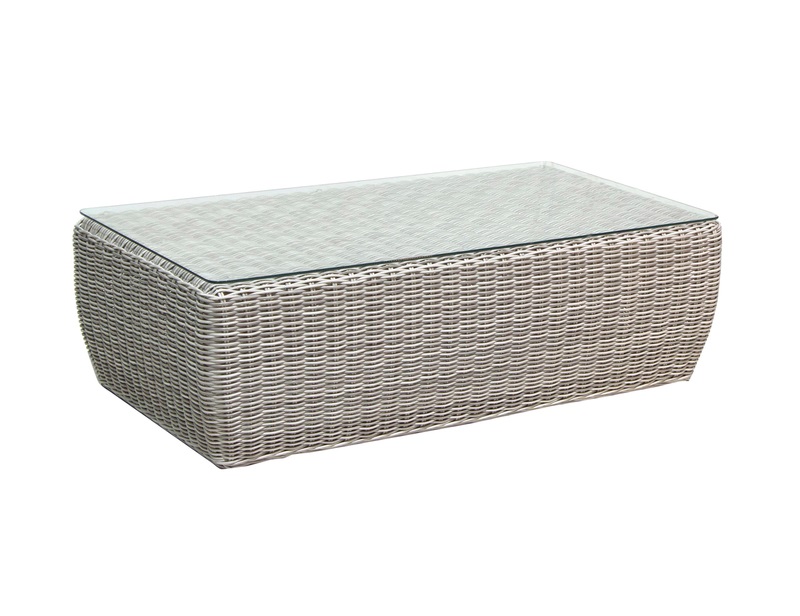 Mesa de centro Adam ratan ashed grey con cristal