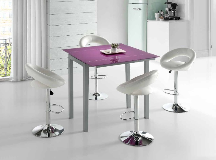 Mesa de cocina alta extensible Praga cristal morado