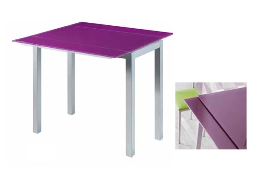 Mesa de cocina extensible praga cristal morada