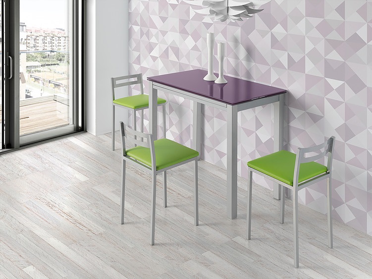 Mesa de cocina extensible praga cristal morada