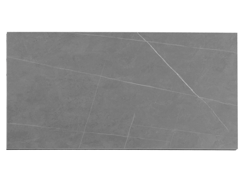 Mesa Adeline porcelánico gris patas de madera en roble 140x90cm