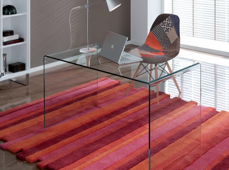 Mesa escritorio cristal curvado 126x70