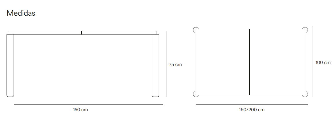 Atlas mesa extensible fresno negro 160-200x100 cm