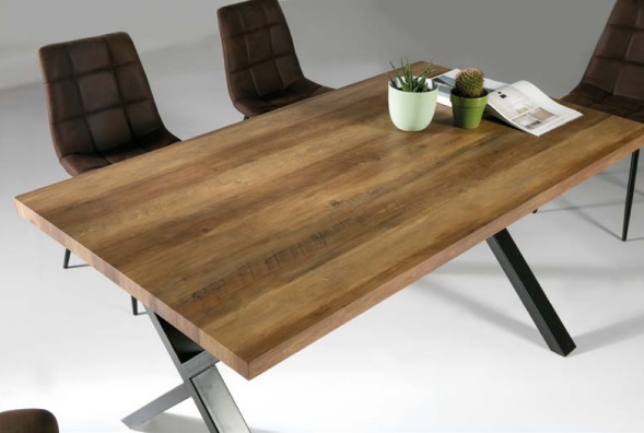 Conjunto de comedor next roble envejecido sillas industrial marron