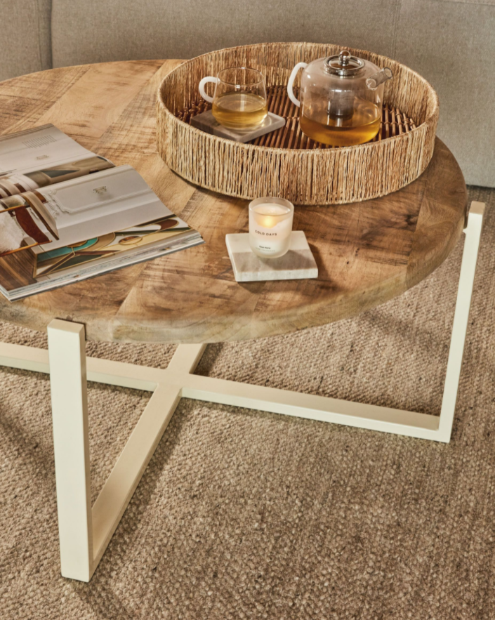 Mesa de centro nordica madera natural 90cm