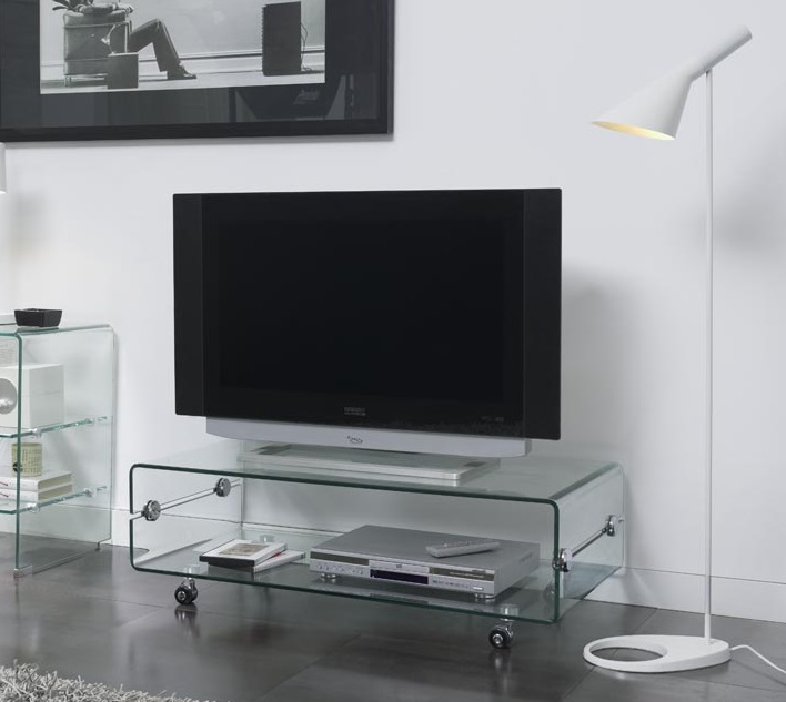 Mesa TV cristal con ruedas 120x60 CT-220