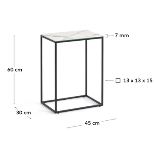 Mesa auxiliar vintage Geneva porcelánico blanco 45x30 cm