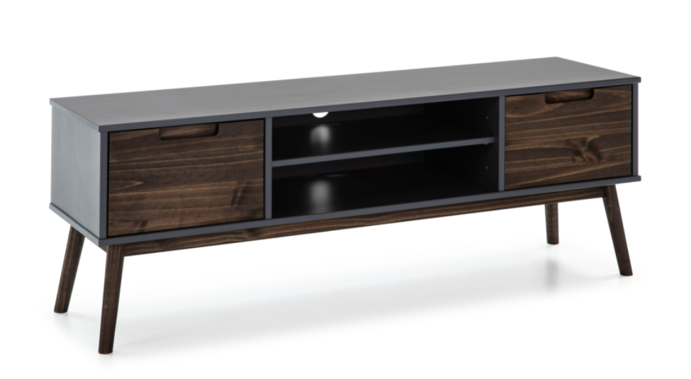 Mueble TV Nussa madera de pino gris antracita