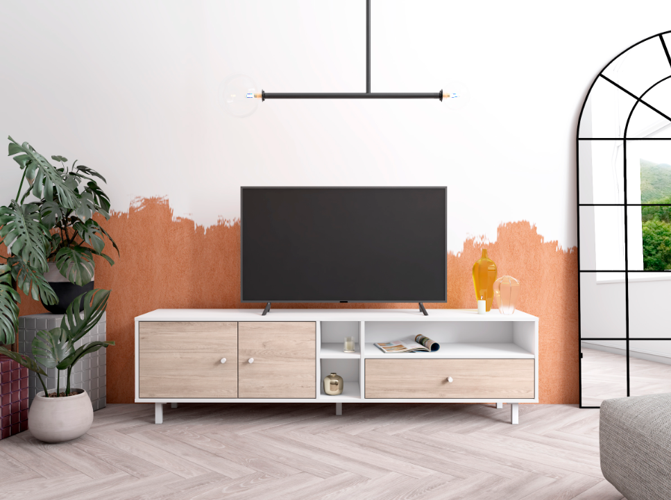 Mueble TV Roald en madera blanco 180x40cm