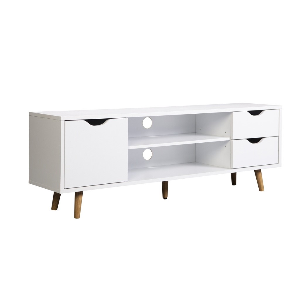 Mueble Tv Carla blanco 1 puerta y 2 cajones 120x28x41cm