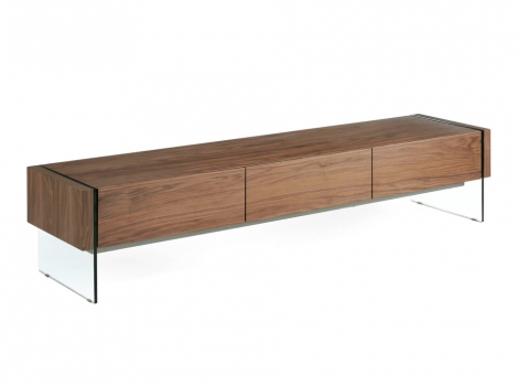 Mueble TV madera de nogal y cristal templado 188cm