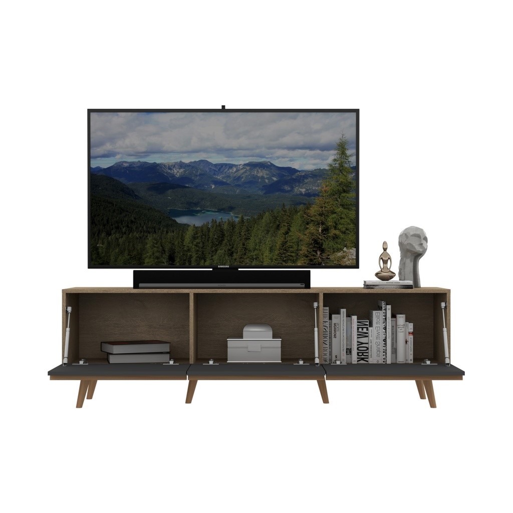 Mueble Tv Malta gris 3 puertas 160x38x49cm