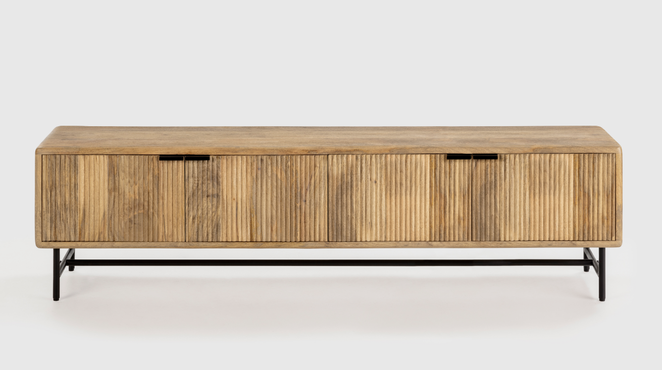 Mueble TV artesanal Mundara madera mango 190x40cm