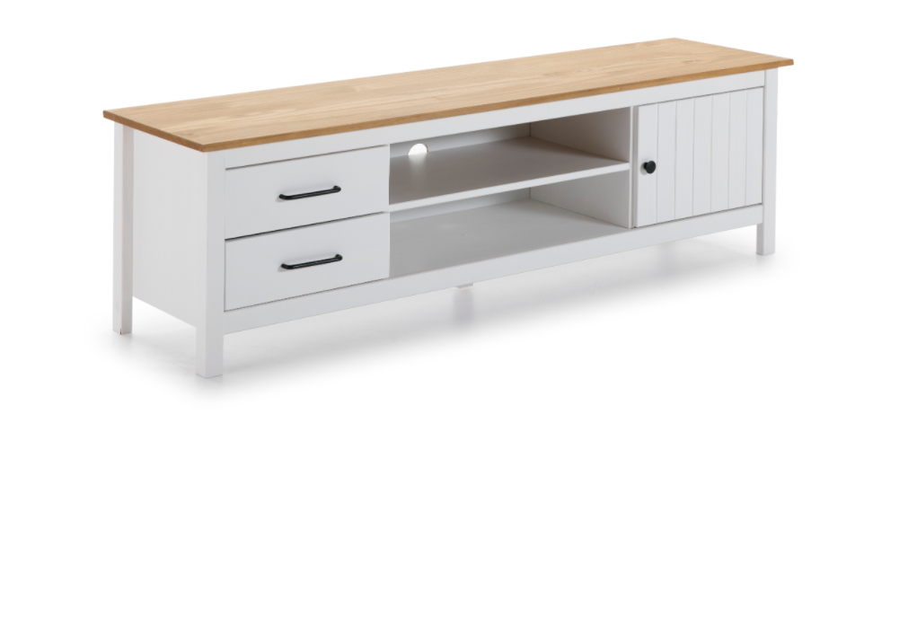 Mueble TV Miranda madera de pino blanco 158 cm