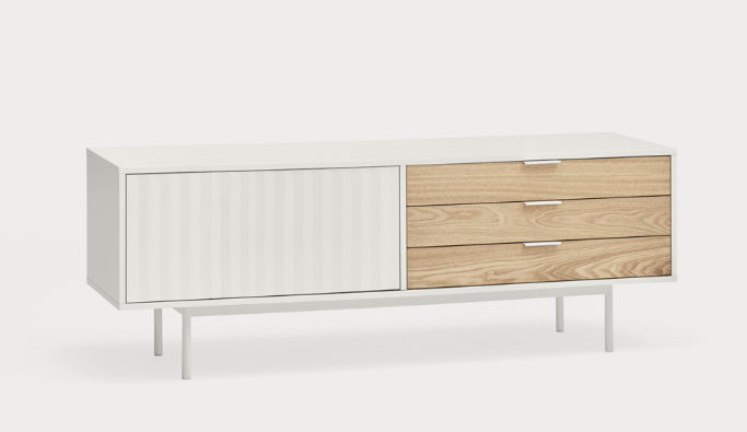 Mueble TV sierra blanco roble 140 cm