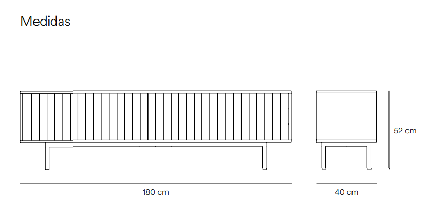 Mueble TV sierra gris claro 180 cm