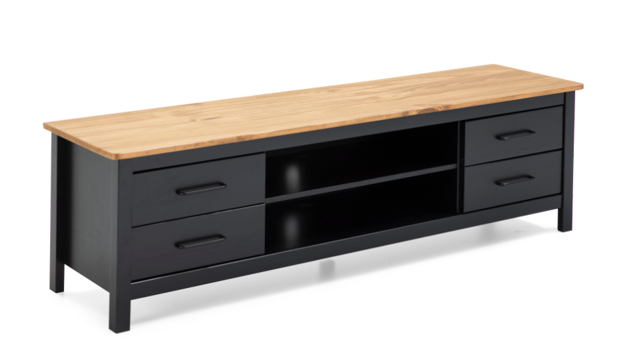 Mueble TV Vega madera de pino negro 158cm