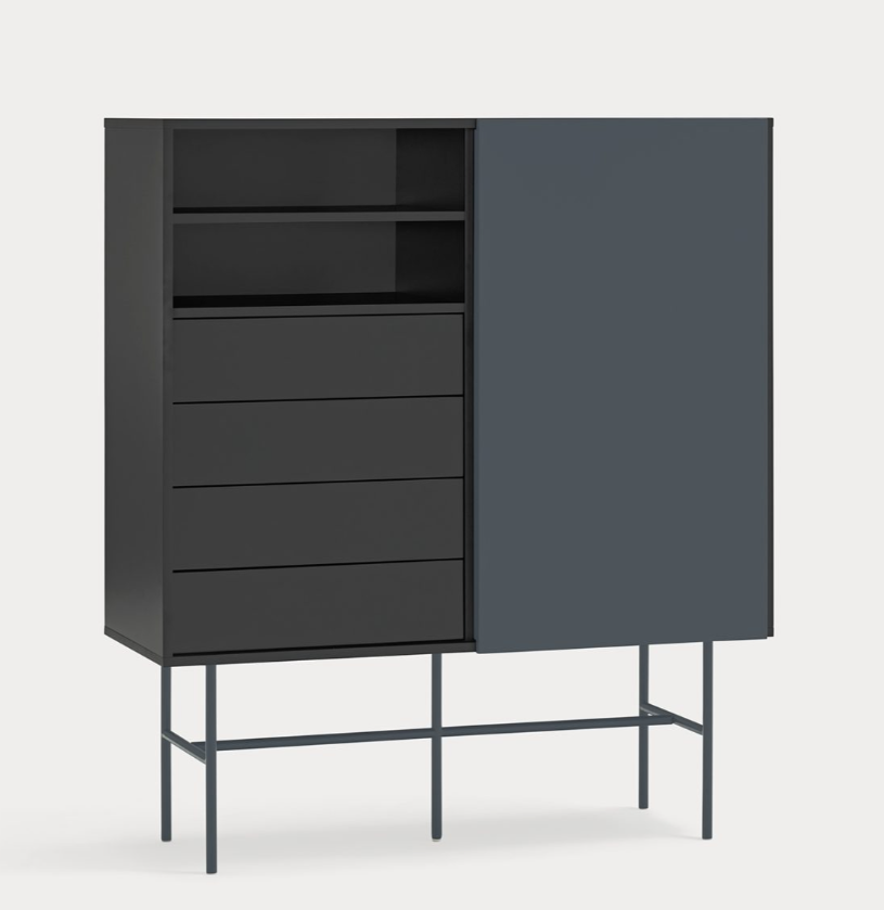 Mueble auxiliar alto Nube negro y antracita 120x45cm