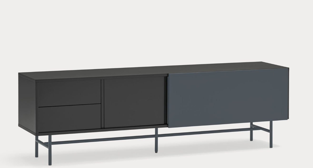 Mueble TV Nube negro y antracita 180x40cm