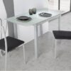 Mesa de cocina extensible Porto cristal blanco