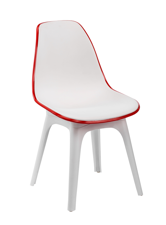 Silla Eos polipropileno blanco rojo