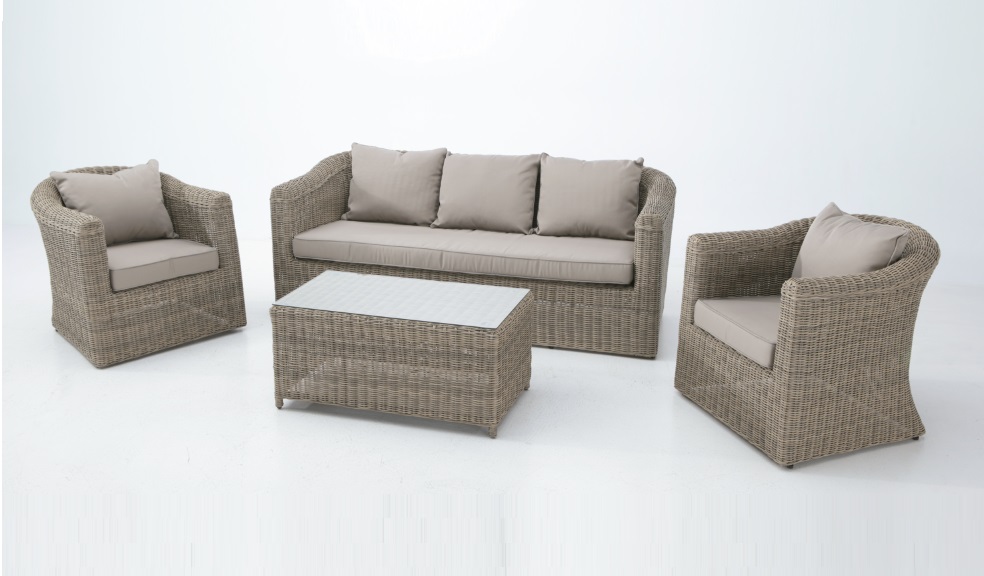 Set terraza rattan color natural java 5 plazas